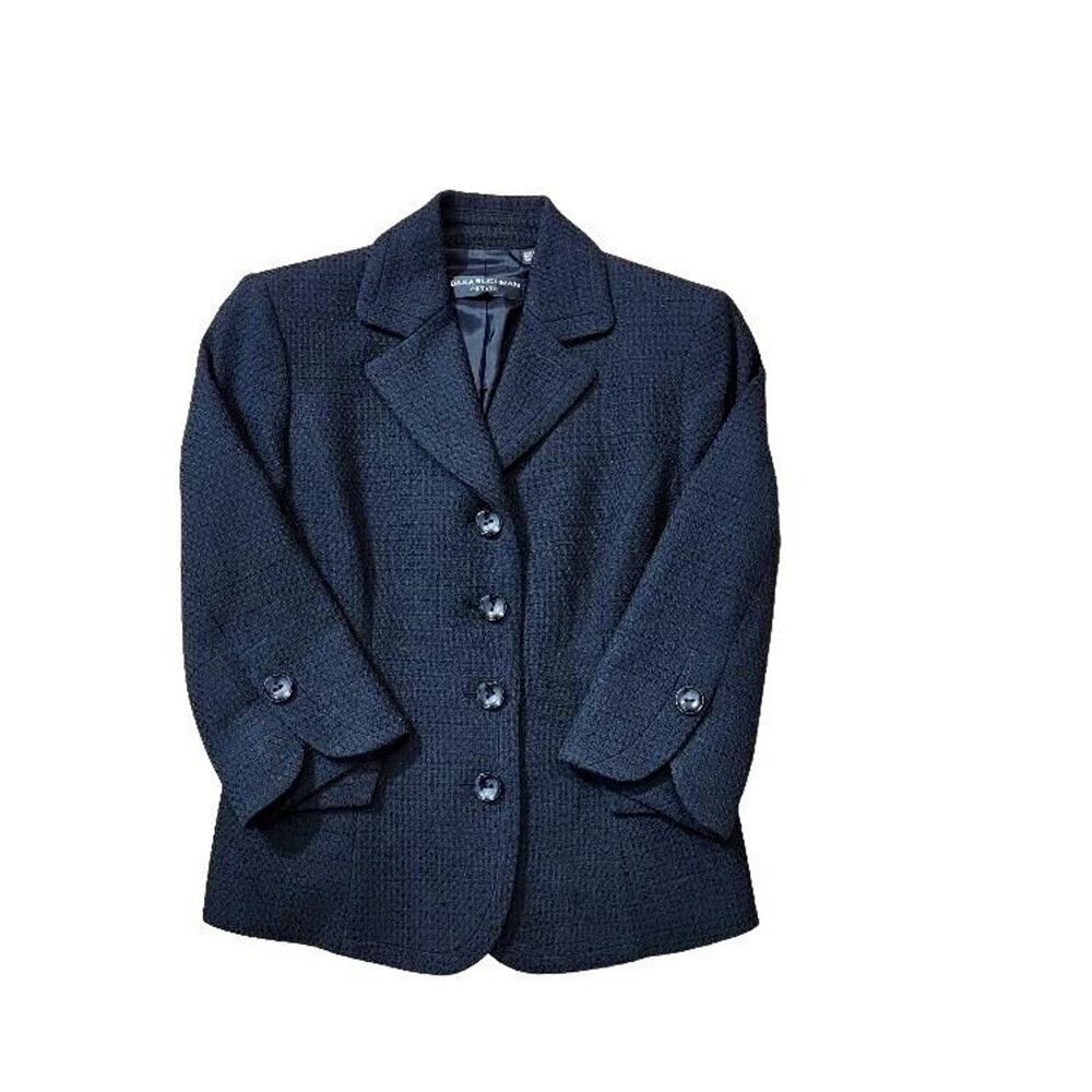 Dana Buchman Black Blazer Women's Sz 4P Qtr Sleeve Lined Sport Coat